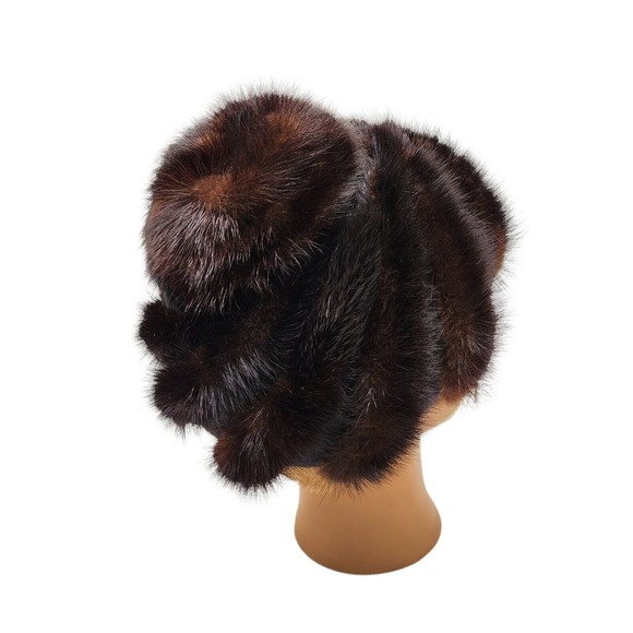 Vintage Conrad & Chandler New York Mink Fur Hat Black Brown Swirls Mobwife PROP - Picture 6 of 9